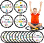 Tinideya 12 Pcs Kids Carpet Circle Seats for Class 16 Inch Round Classroom Rug Floor Cushions Soft First Day of School Educational Mat Non Slip Back to School Learning Playing Areas(Positive)