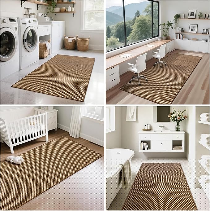 2x5 ft Hallway Runner Rug Boho Woven Washable Kitchen Runner Rugs Mat Non Slip, Soft Entryway Laundry Hall Runner Floor Carpet for Indoor Backdoor Bedroom Kitchen Living Room, Dark Brown/Coffee