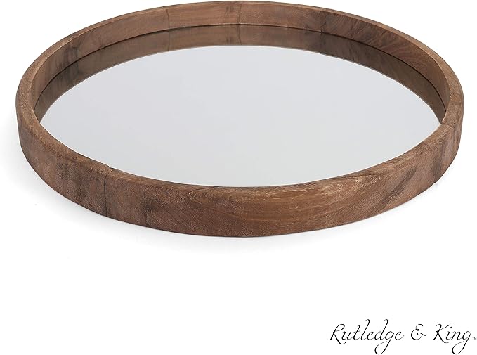 Rutledge & King Wall Mirror - Rustic Round Mirror - Decorative Circle Mirrors for Bathrooms, Living Rooms, and Bedrooms (2 Pack, Midwood - Large)