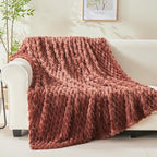 NEWCOSPLAY Super Soft Twin Blanket Coffee Premium Silky Flannel Fleece 3D Clouds Stylish Jacquard Lightweight Bed Blanket All Season Use 350GSM (Coffee, Twin(60"x80"))