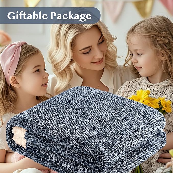 WRENSONGE Throw Blanket Cationic Dyeing Navy Blue Soft Cozy Fluffy Warm Hand Made Throw Blankets for Couch, Sofa, Chair, Bed, Camping, Picnic, Travel Lightweight Bed Blanket - 50"x60"