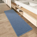AMOAMI Upgraded Waffle Runner Rug Super Absorbent Non Slip Bath Mats for Bathroom Floor Washable Bathroom Runner Rug with Tassels, Ideal for Hallway Bedroom Laundry Room, Blue, 2' x 6'(24" x 72")