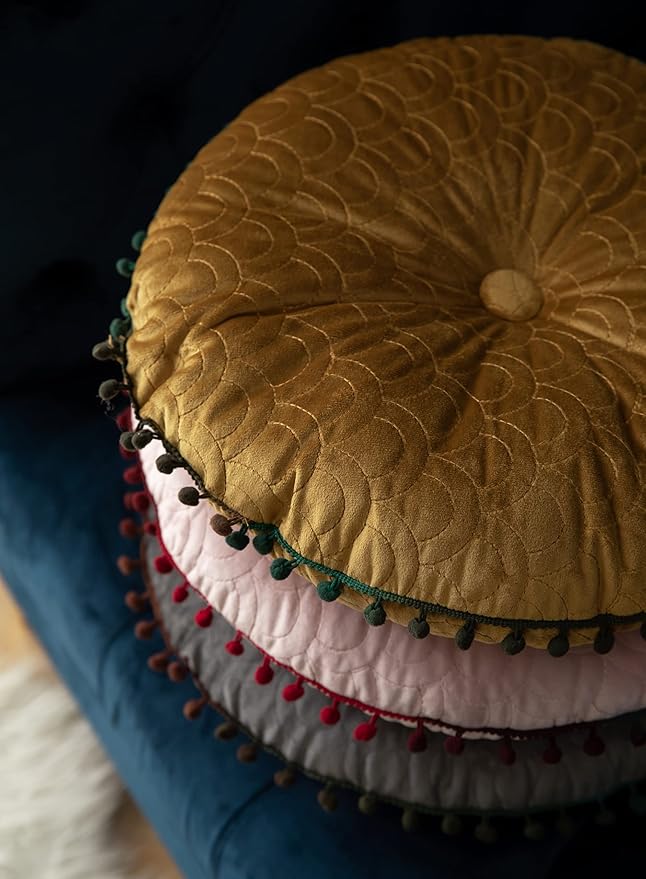 Round Throw Pillow Thickened Seat Cushion Sofa Cushion Meditation Pillow Living Room Window Balcony Decoration Pillow (15.7in, Ginger)