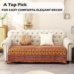 Boho Throw Blanket Couch Chair Cover, 100% Cotton Southwestern Aztec Home Decor Throw - Reversible All Season Blanket for Bed Sofa Tapestry Outdoor Travel Camping. 91″×134″