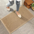 Sturdy Front Door Mat, Absorbent Muddy Dirt Resist Welcome Door Mats Outdoor Indoor, Stain and Fade Resistant, Non-Slip Backing Entry Mat Low Profile Doormat for Entryway, 36×24, Beige