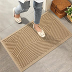 Sturdy Front Door Mat, Absorbent Muddy Dirt Resist Welcome Door Mats Outdoor Indoor, Stain and Fade Resistant, Non-Slip Backing Entry Mat Low Profile Doormat for Entryway, 36×24, Beige