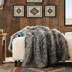Luxury Plush Faux Fur Throw Blanket with Aztec Pattern, Super Warm, Fuzzy, Elegant, Fluffy Decoration Blanket for Couch, Armchair, Sofa and Bed, 60''x 80'', Teal