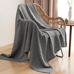 PHF 100% Cotton Muslin Throw XL Blanket Large 50" x 70", 4-Layer Lightweight Gauze Throw, Breathable Cloud-Soft Minimalist Blanket for Bed, Couch, Camping & Baby, Greyish Black, Ideal Gift