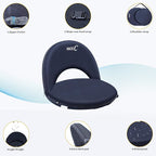 Nice C Stadium Seats, Floor Chairs, Bleacher Chairs, 10-Position Reclining Waterproof Cushion, Ultralight, Foldable, Extra Thick Padding, with Shoulder Strap & Net Pocket (Set of 2 Black)