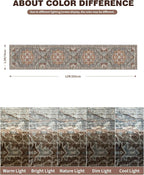 Washable Runner Rug 2.6x12 Runners for Hallways, Ultra-Thin Carpet Runners for Entryway Anti Slip Backing Runner Rugs for Kitchen Laundry Room Indoor Hallway (Grey/Brown/Tan)