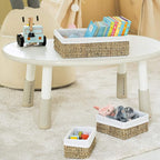 FairyHaus Seagrass Storage Baskets with Liner, Natural Small Seagrass Baskets, Hand-woven Nesting Wicker Baskets Set for Shelves Rectangle 3Pack (L+M+S)