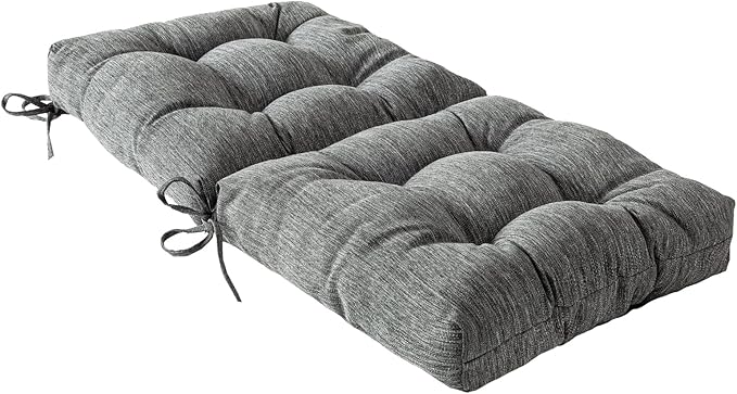 QILLOWAY Outdoor Seat/Back Chair Cushion Tufted Pillow, Spring/Summer Seasonal Replacement Cushions. (Charcoal Grey/Black)