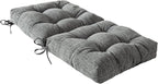 QILLOWAY Outdoor Seat/Back Chair Cushion Tufted Pillow, Spring/Summer Seasonal Replacement Cushions - Set of 2 (Charcoal Grey/Black)