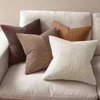 MIULEE Brown Throw Pillow Covers 16x16 Inch Set of 4 Boho Farmhouse Cushion Cases Neutral Gradient Corduroy Pillow Cases with Invisible Zipper Patchwork Home Decor for Couch Sofa Bed