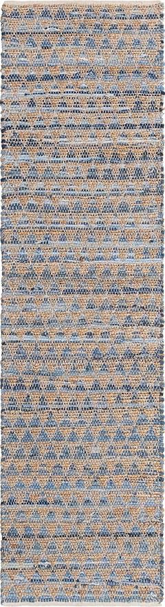 Unique Loom Chindi Jute Collection Area Rug (2' 7" x 10' Runner, Navy Blue/ Natural)
