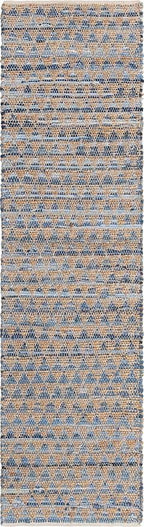 Unique Loom Chindi Jute Collection Area Rug (2' 7" x 10' Runner, Navy Blue/ Natural)