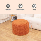 Round Pouf Ottoman 20 x 20 x 14 Inches Boho Poof Home Decor Floor Pouffe Ottoman Foot Rest for Couch Sofa Bean Bag Chairs Living Room Bedroom (Burnt Orange)