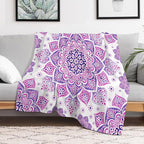 Boho Mandala Floral Throw Blanket Bohemian Hippie Flower Blanket for Sofa Bed Couch Chair Or Dorm 70"x80"