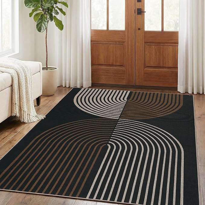 GarveeHome Modern Rainbow Easy Jute 3x5 Patio Rug, Washable Rugs for Entryway Farmhouse Non Slip Indoor Door Mat Carpet for Entry Mudroom Porch Decor