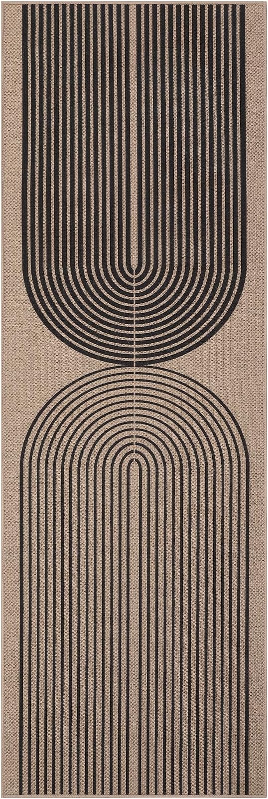GarveeHome Easy Jute 2x6 Modern Rainbow Runner Rug for Hallway Kitchen Bedroom Non Slip Indoor Outdoor Runner Door Mat for Laundry Porch