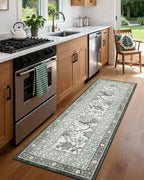 GarveeHome Provence Fog 2x6 Washable Kitchen Runner Rugs Non Slip Vintage Boho Cottage Long Rug for Hallways Bedroom Entryway Bathroom Mat with Rubber Back