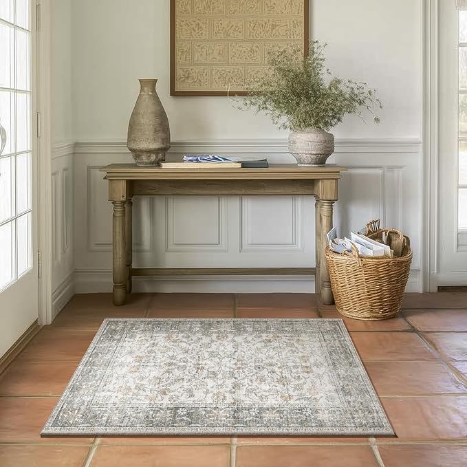 Washable Entryway Small Area Rugs: Door Mat Indoor Entrance 2x3 Boho Rug Stain Resistant Non-Slip Rubber Backing Soft Carpet for Kitchen Front Door Indoor Entrance Entry Bedroom Kids Room