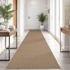 KOZYFLY Boho Runners for Hallways 3x10 ft Washable Kitchen Runner Non Slip Rubber Backed Hallway Rugs Cotton Entryway Runner Rug Floor Carpet for Indoor Hall, Backdoor, Kitchen, Tan/Orange/Brown