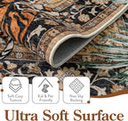 Moynesa Tiger 6x9 Rug, Washable Large Rugs for Living Room, Vintage Non Slip Boho Bedroom Area Rug, Ultra Thin Soft Indoor Floor Carpet for Dining Room Home Office, Camel