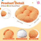 Fumete 8 Pcs 16 Inch Round Floor Cushions for Kids and Toddlers, Flexible Seating Classroom Furniture Floor Pillow for Home, Daycare, Preschool, Yoga and Meditation (Orange)