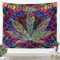 Erosebridal Leaves Tapestry Blue Purple Mandala Wall Hanging Colorful Leaves Wall Blanket Rainbow Leaf Bedroom Decor Medium 59x59