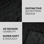Superior Fleece Boho Jacquard Blanket, Decorative Blankets for Bedroom, Sofa, Fuzzy, Plush, Fluffy, Soft, Cute Room Decor, Beautiful Cover, Comfort Essentials, Arctic Collection, Twin, Black