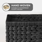 GRANNY SAYS Wicker Basket, Decorative Woven Baskets for Storage, Waterproof Storage Basket Organizer, Wicker Storage Basket for Organizing, 2-Pack, Black