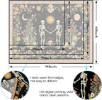 Wegklazax Skull Moon and Flowers Tapestry, Bohemian Hippie Gothic Wall Hanging for Room Decor, Mystical Altar Home Decor 80L x 60W
