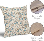 Brown Blue Grey Floral Pillow Covers 16x16 Set of 2 Vintage Rustic Old Style Cute Small Flower Print Decorative Outdoor Pillowcases Farmhouse Throw Cushion Case Decor for Couch Sofa Bed
