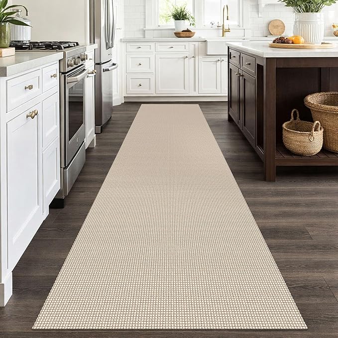 EARTHALL Runner Rug 3x12 Ft Washable Runners for Hallways Extra Long Woven Non Slip Entryway Runner Braided Kitchen Runner Indoor Outdoor Carpet Runners for Entryway, Hall, Foyers, Beige/Khaki