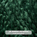 NEWCOSPLAY Super Soft Queen Blanket Dark Green Premium Silky Flannel Fleece 3D Ribbed Jacquard Lightweight Bed Blanket All Season Use (Dark Green Ribbed, Queen(90"x90"))
