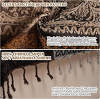Boho Throw Blanket, Chenille Jacquard Tassels Throw Blankets for Bed Couch Soft Chair， Bohemian Fringe Tassels (Black, S:60x75)