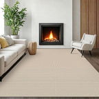 EARTHALL Woven Area Rugs 6x9 Ft Washable Living Room Rugs Non Slip Rubber Backed Dining Room Rug Braided Bedroom Rugs Indoor Floor Carpet for Living Room, Bedroom, Dining Room, Beige/Khaki