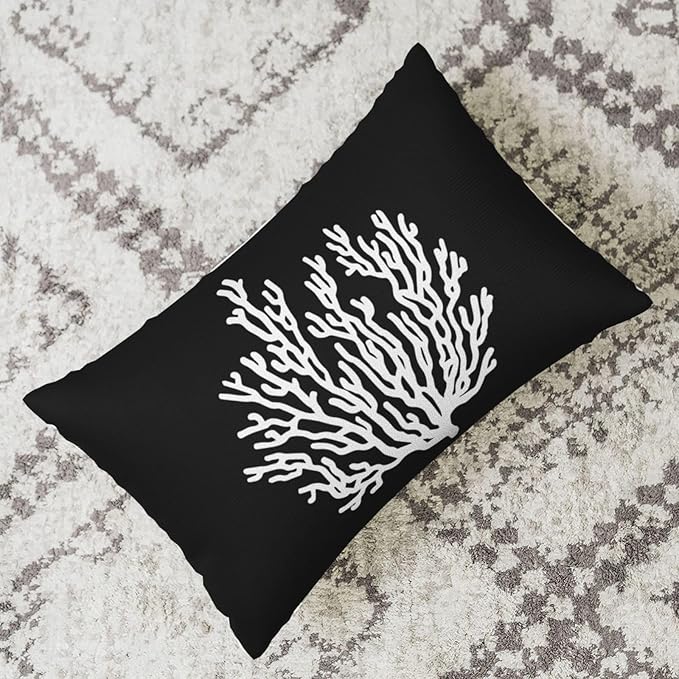 Coastal Pillow Covers 12x20 Set of 2 Black Starfish Throw Pillows Nautical Ocean Decorations Summer Beach Coral Pillowcase Outdoor Decor Linen Farmhouse Square Cushion Case for Sofa Bedroom
