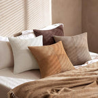 MIULEE Brown Throw Pillow Covers 16x16 Inch Set of 4 Boho Farmhouse Cushion Cases Neutral Gradient Corduroy Pillow Cases with Invisible Zipper Patchwork Home Decor for Couch Sofa Bed
