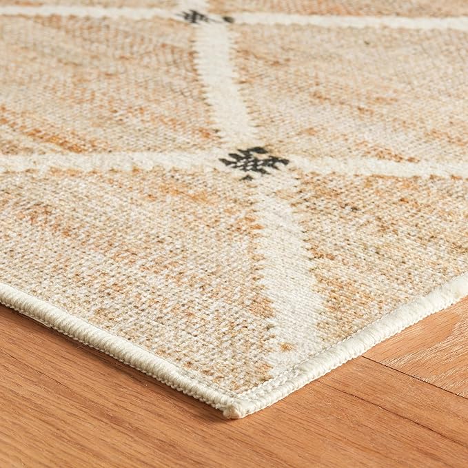 Dash and Albert Kali, Natural, 8'6" x 11'6", Diamond, Soft and Cozy, High Traffic, Lightweight, Anti-Slip, Durable, Machine Washable Area Rug for Bedroom, Living Room, Dining, Den, Foyer, Entryway