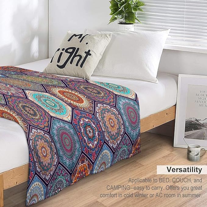 Vintage Boho Floral Throw Blanket Bohemian Flower Patterned Blanket for Sofa Bed Couch Chair Or Dorm 30"x40"