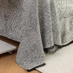 ROOMLIFE Couch Cover Black Boho Sofa Covers for 3 Cushion Couch Washable, Furniture Protector Sofa Couch Cover for Dogs, Soft Breathable Sofa Slipcover, Couch Throw Blankets with Tassels 71''X150''