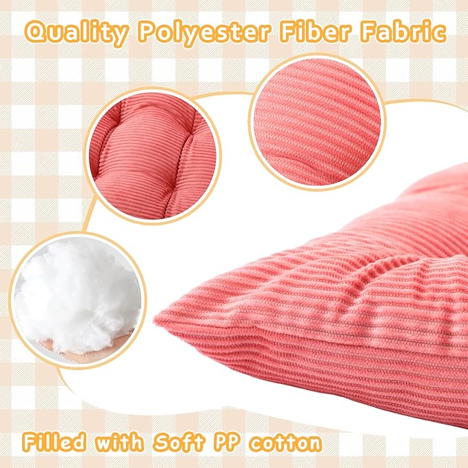 Geetery 10 Pcs Corduroy Chair Cushion with Ties Soft Square Floor Pillows Bulk Seating Cushions, 15.7'' Large Thick Meditation Sitting Mat for Yoga Tatami Classroom Nursery(Colorful)