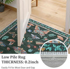 Mushroom Insect Rug 2x6 Runners for Hallways, Boho Kitchen Runner Rugs Non Slip Bath, Modern Washable Rug for Bedroom, Soft Long Rugs for Entryway Bathroom Laundry Dorm, Black