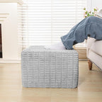 Asuprui Round Square Pouf Ottoman Foot Rest – Lightweight Modern Footstool with Plush Foam Filling, Perfect for Living Room Decor & Cozy Comfort – 20x20x14 Inch Chic Accent Piece (Light Gray)