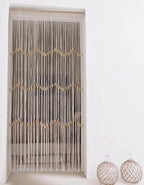 IOWER Macrame Curtain Beaded Doorway Panel White Boho Curtain for Bedroom Wedding Backdrop Room Divider Closet Apartment Living Room Kitchen Doors Home Decor 35''W x 70''L