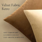 MIULEE 24x24 Inch Euro Sham Velvet Pillow Covers, Set of 2 Large Square Decorative Pillows -Beige Super Soft for King Bed, Sofa, Couch, Accent Chairs with Hidden Zipper