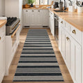 Lahome Elance Striped Easy Jute Kitchen Runner, 2x8 Neutral Indoor Outdoor Runner Rug, Farmhouse Non Slip Non Shedding Carpet for Entryway Hallway Porch Foyer Decor