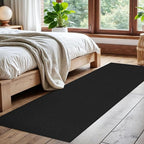 EARTHALL Woven Runner Rug 2x7 Ft Washable Runners for Hallways Cotton Non Slip Rubber Backed Kitchen Runner Braided Indoor Floor Carpet for Entryway, Hallway, Kitchen, Bedroom, Black/Grey